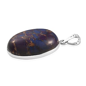 Mojave Purple Turquoise Solitaire Pendant in Sterling Silver 12.85 ctw