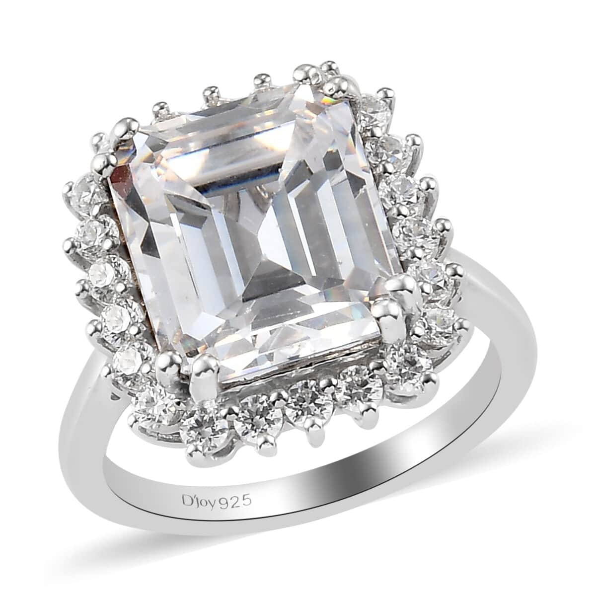 LUSTRO STELLA Made with Finest CZ Halo Ring in Platinum Over Sterling Silver (Size 7.0) 12.10 ctw image number 0