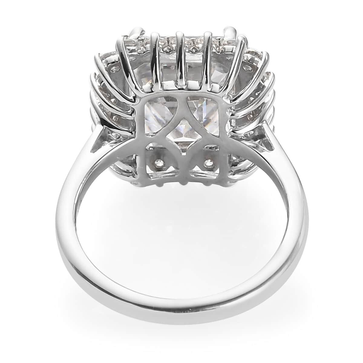 LUSTRO STELLA Made with Finest CZ Halo Ring in Platinum Over Sterling Silver (Size 7.0) 12.10 ctw image number 4