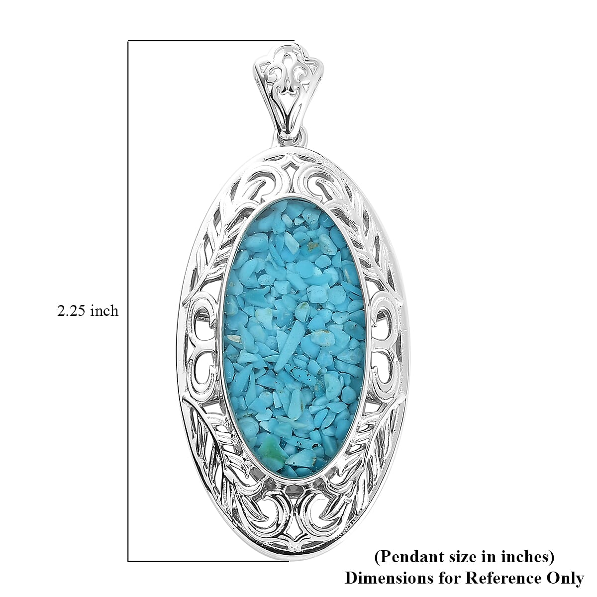 Matrix Sleeping Beauty Turquoise Rough Cut Pendant in Platinum Over Copper with Magnet 8.00 ctw