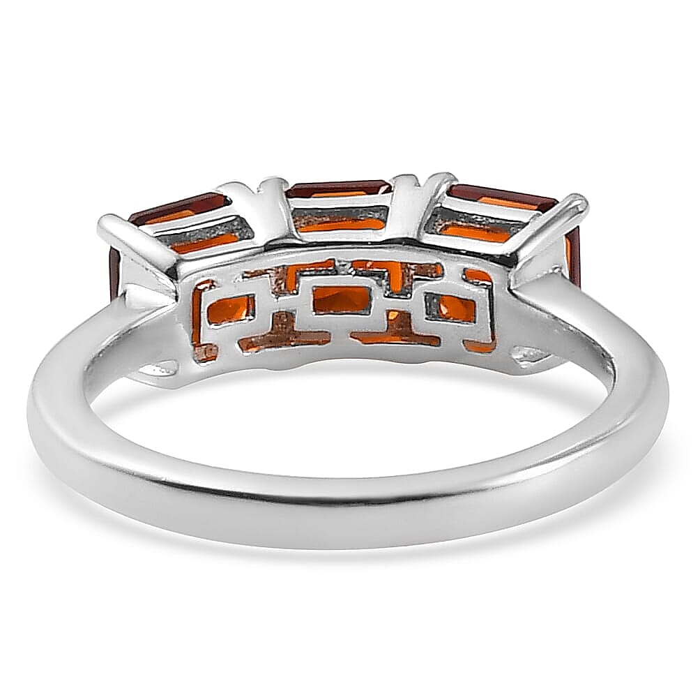 Brazilian Cherry Citrine 3 Stone Ring in Platinum Over Sterling Silver (Size 10.0) 1.75 ctw