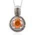 Picos Altos Orange Sphalerite and Natural Champagne and White Diamond Pendant Necklace 20 Inches in Rhodium & Platinum Over Sterling Silver 3.05 ctw image number 0