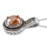 Picos Altos Orange Sphalerite and Natural Champagne and White Diamond Pendant Necklace 20 Inches in Rhodium & Platinum Over Sterling Silver 3.05 ctw image number 3