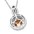 Picos Altos Orange Sphalerite and Natural Champagne and White Diamond Pendant Necklace 20 Inches in Rhodium & Platinum Over Sterling Silver 3.05 ctw image number 4