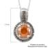 Picos Altos Orange Sphalerite and Natural Champagne and White Diamond Pendant Necklace 20 Inches in Rhodium & Platinum Over Sterling Silver 3.05 ctw image number 5