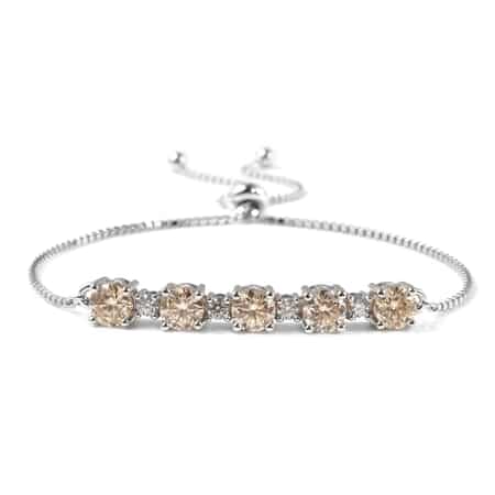 Yellow Moissanite and Moissanite Bolo Bracelet in Rhodium Over Sterling Silver 2.50 ctw image number 0
