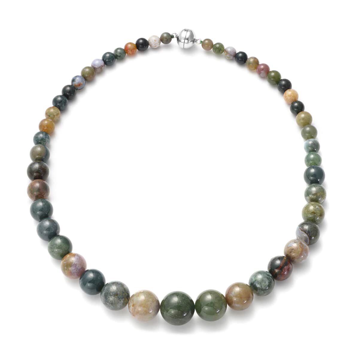 Ocean Jasper Beaded Necklace 20 Inches with Magnetic Lock in Rhodium Over Sterling Silver 486.00 ctw image number 0