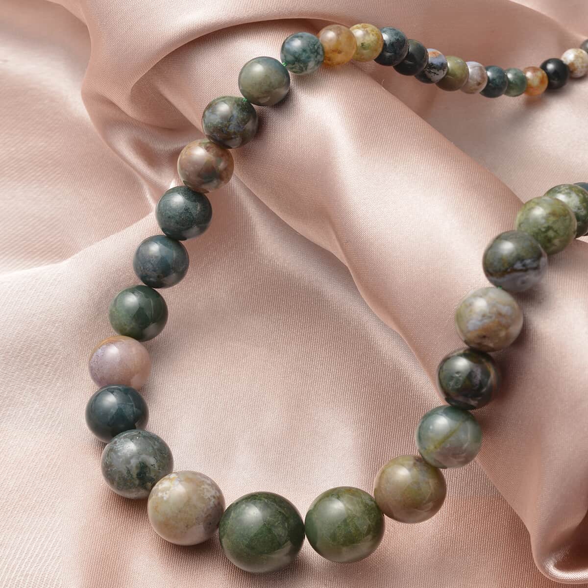 Ocean Jasper Beaded Necklace 20 Inches with Magnetic Lock in Rhodium Over Sterling Silver 486.00 ctw image number 1