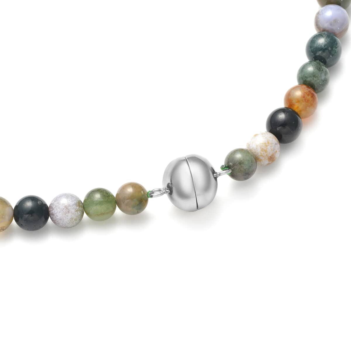 Ocean Jasper Beaded Necklace 20 Inches with Magnetic Lock in Rhodium Over Sterling Silver 486.00 ctw image number 3