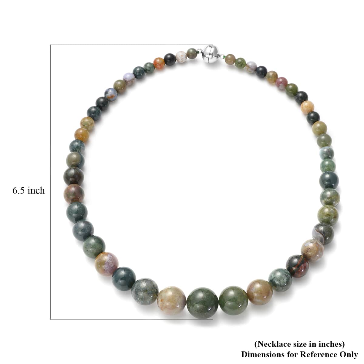 Ocean Jasper Beaded Necklace 20 Inches with Magnetic Lock in Rhodium Over Sterling Silver 486.00 ctw image number 4