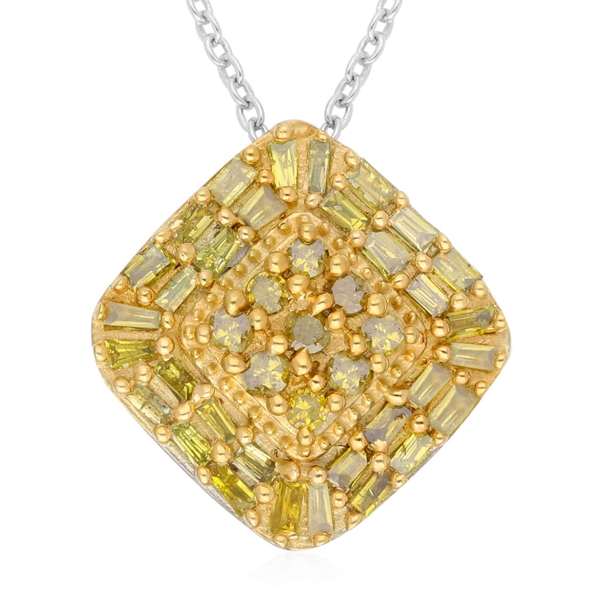Yellow Diamond Pendant Necklace 20 Inches in Rhodium & Platinum Over Sterling Silver 0.50 ctw image number 0