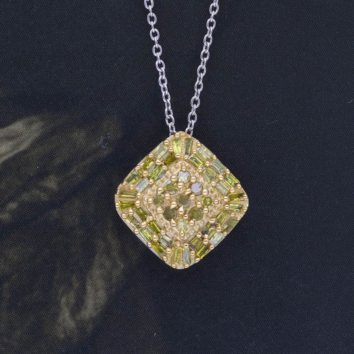 Yellow Diamond Pendant Necklace 20 Inches in Rhodium & Platinum Over Sterling Silver 0.50 ctw image number 1