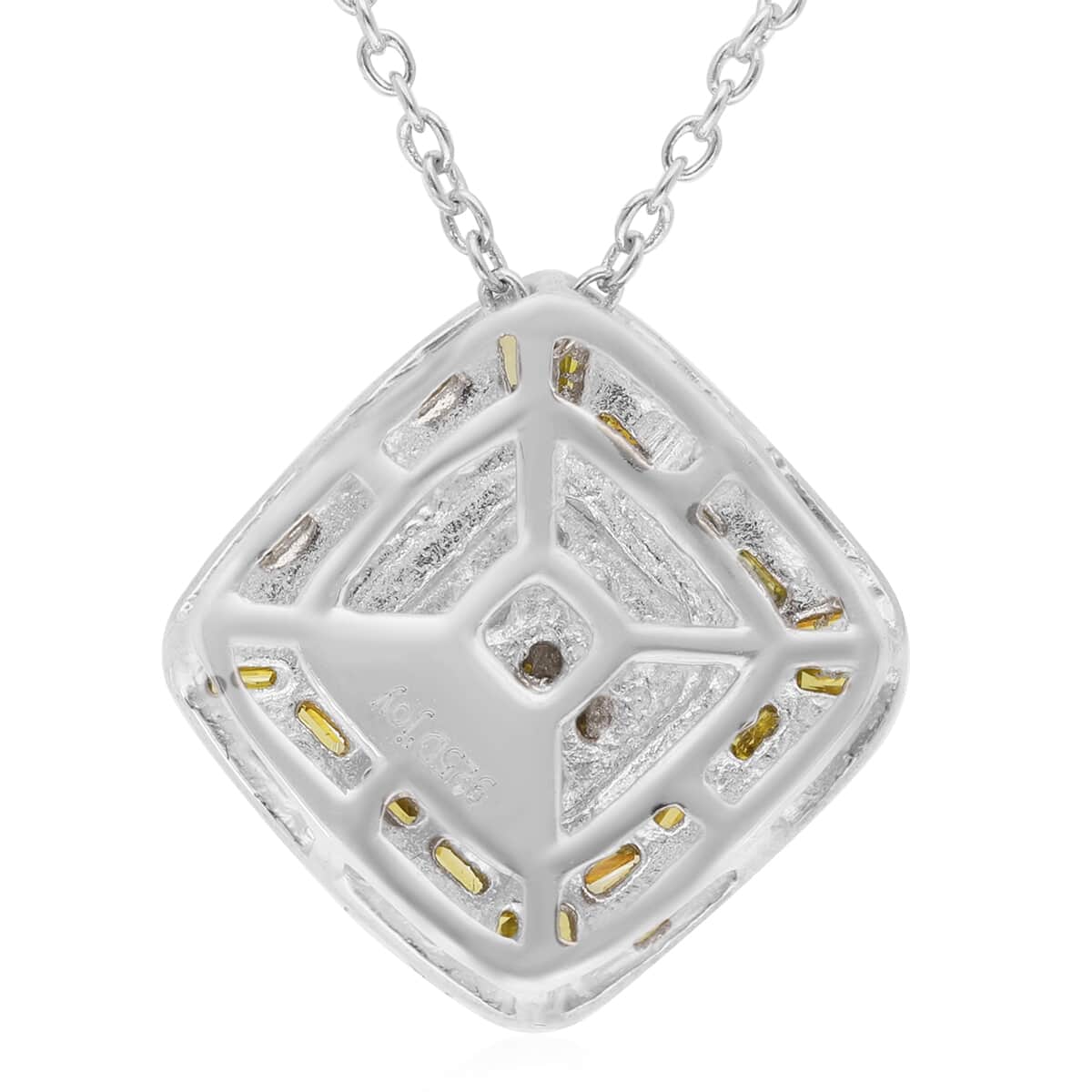 Yellow Diamond Pendant Necklace 20 Inches in Rhodium & Platinum Over Sterling Silver 0.50 ctw image number 4