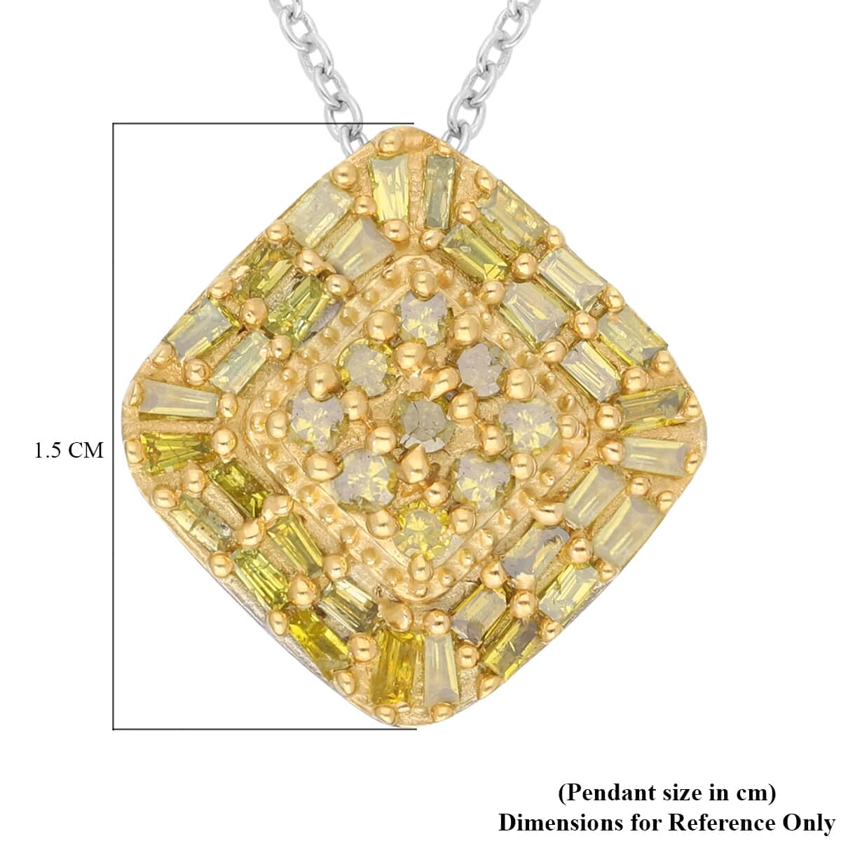 Yellow Diamond Pendant Necklace 20 Inches in Rhodium & Platinum Over Sterling Silver 0.50 ctw image number 5