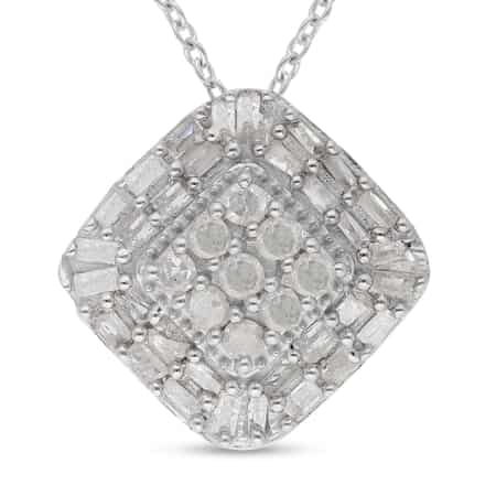 White Diamond Pendant Necklace 20 Inches in Platinum Over Sterling Silver 0.50 ctw image number 0