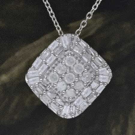 White Diamond Pendant Necklace 20 Inches in Platinum Over Sterling Silver 0.50 ctw image number 1