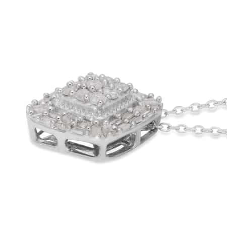 White Diamond Pendant Necklace 20 Inches in Platinum Over Sterling Silver 0.50 ctw image number 3
