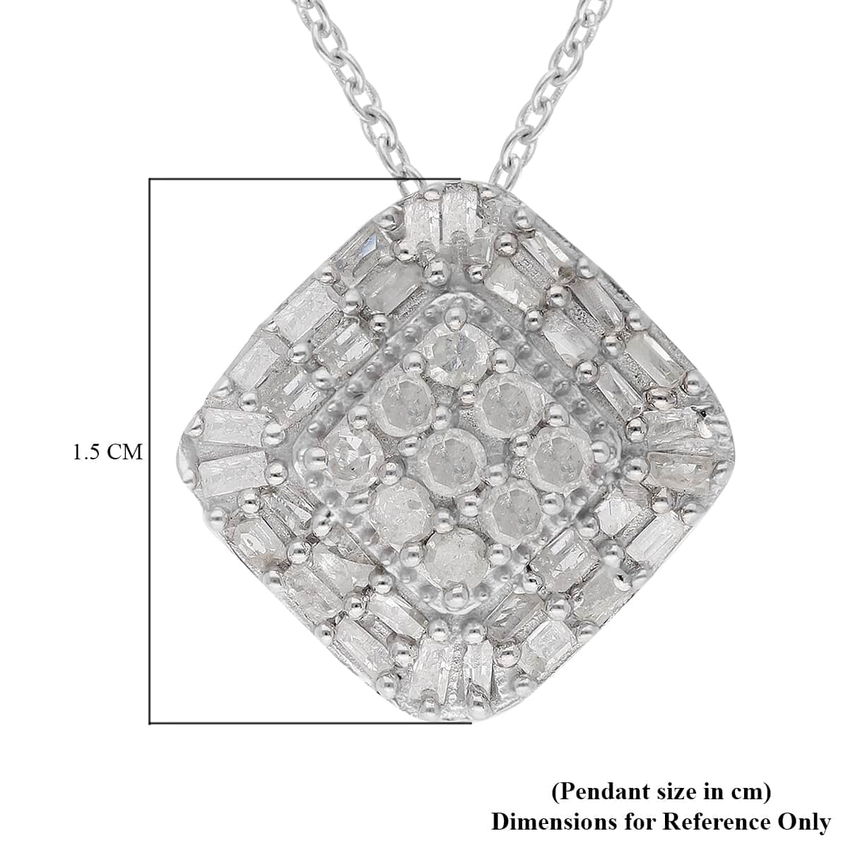 White Diamond Pendant Necklace 20 Inches in Platinum Over Sterling Silver 0.50 ctw image number 5