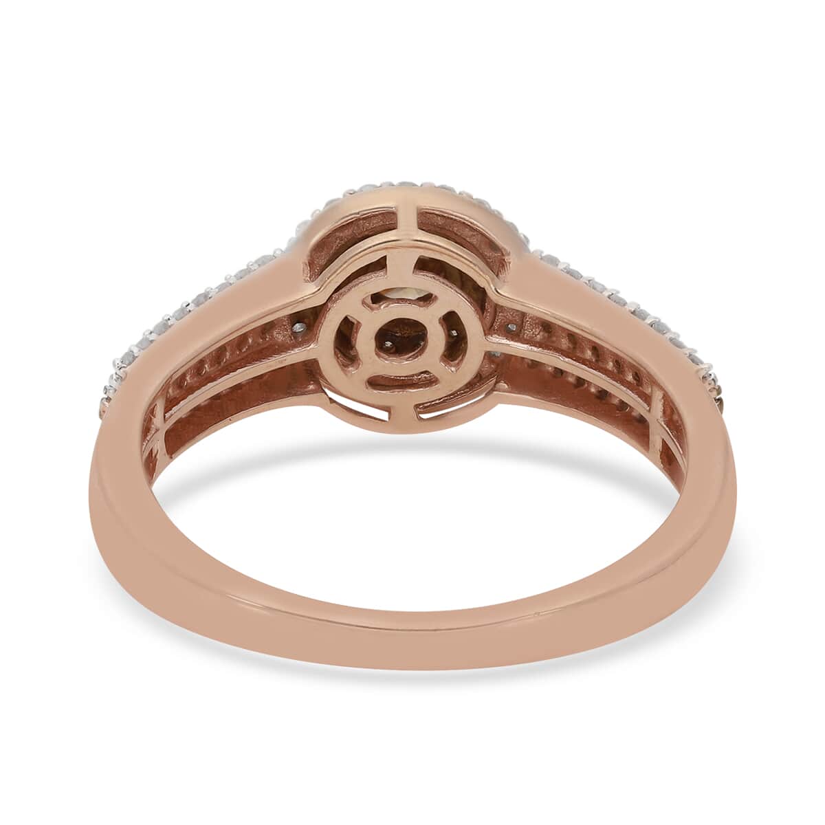 Natural Champagne and White Diamond Ring in Vermeil Rose Gold Over Sterling Silver 1.00 ctw image number 4