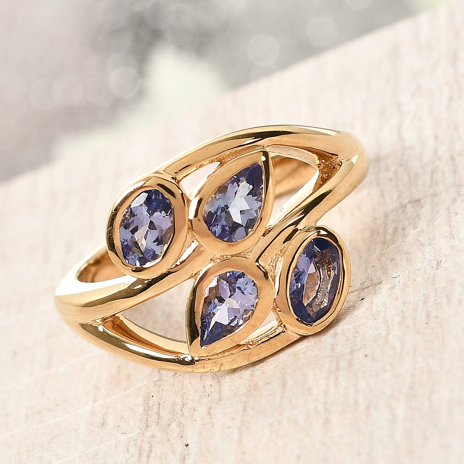 Tanzanite 0.75 ctw Ring in 14K YG Over Sterling Silver (Size 5.5)