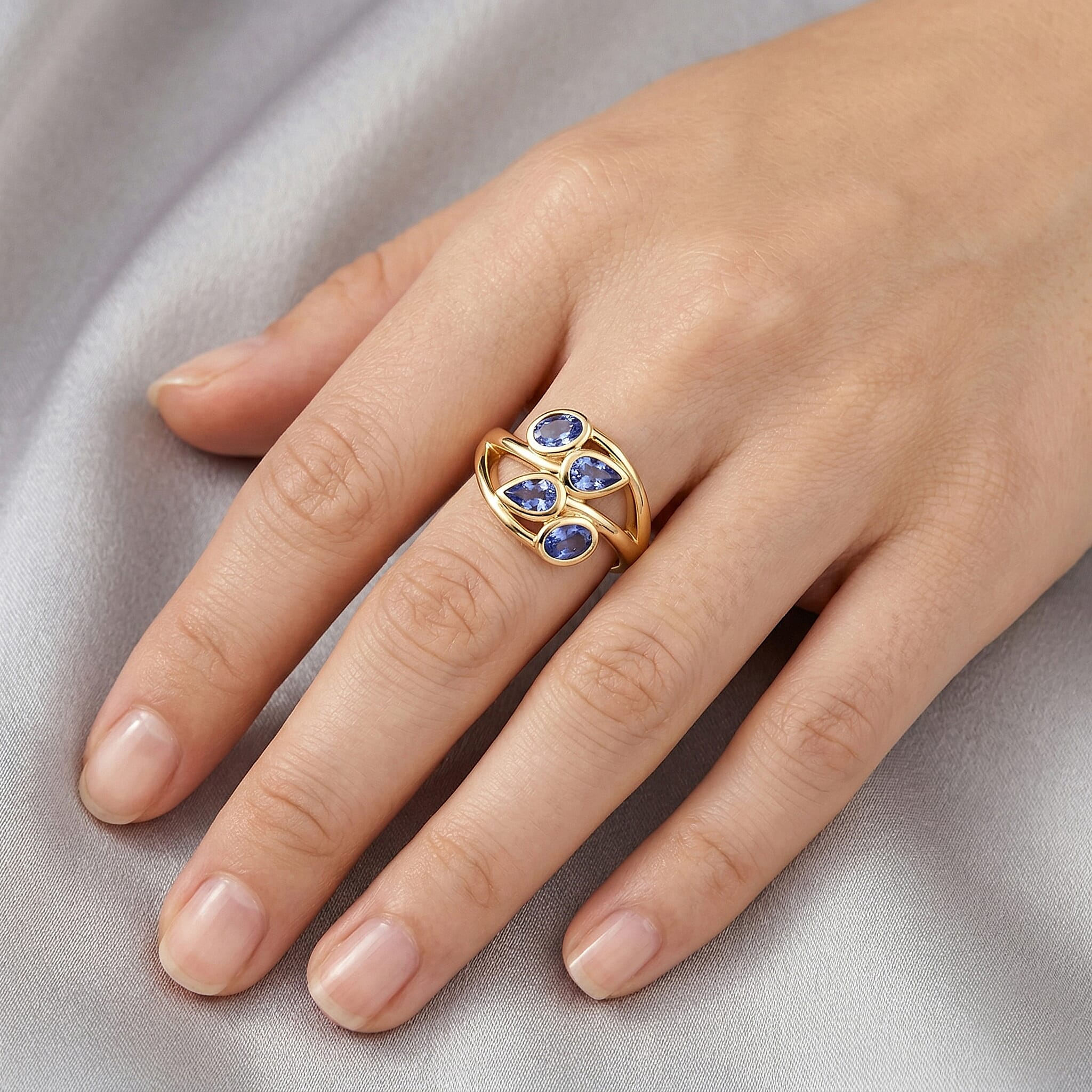 Tanzanite 0.75 ctw Ring in 14K YG Over Sterling Silver (Size 5.5)