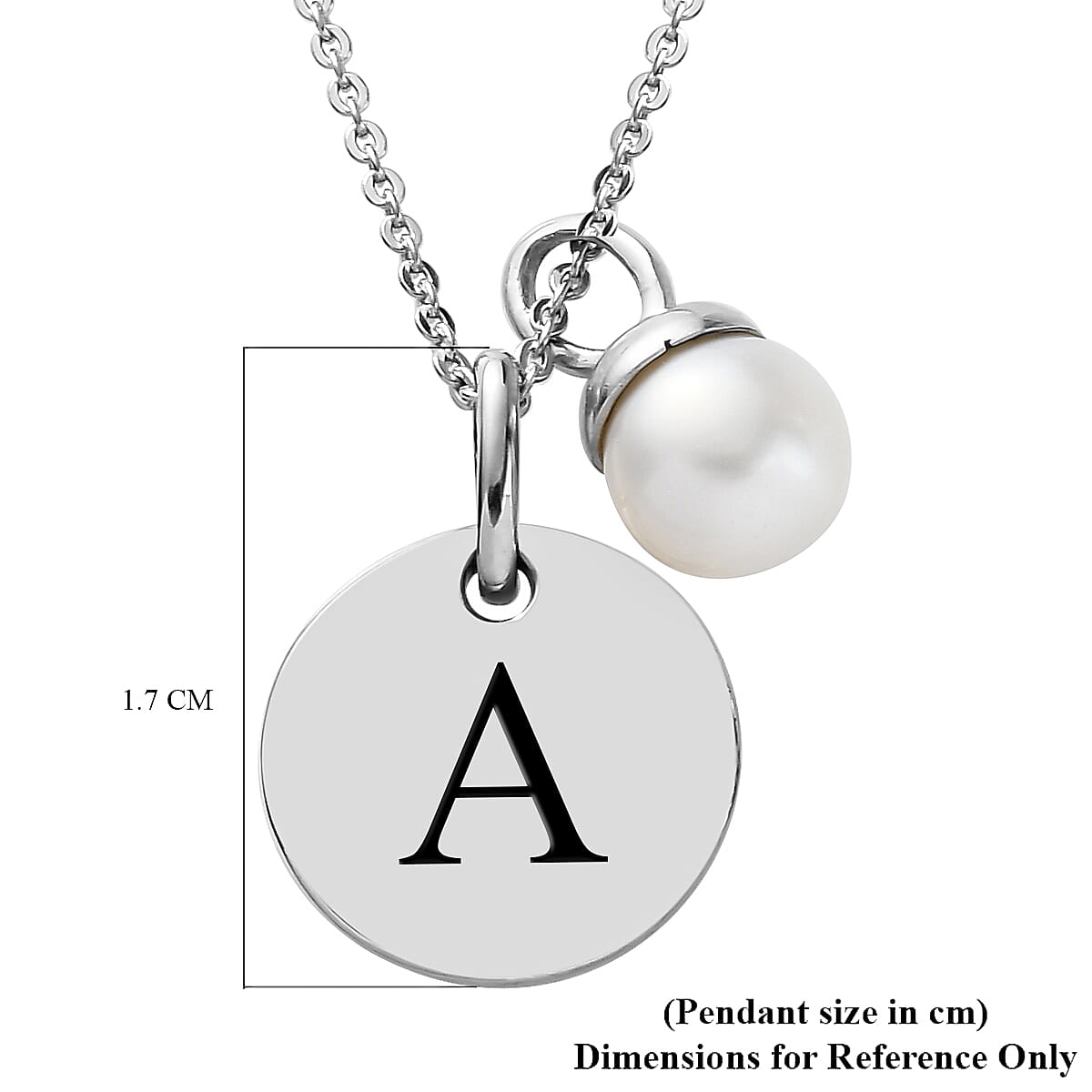 Initial Pendant Necklace with Freshwater Pearl Charm (20 Inches) in Platinum Over Sterling Silver image number 6