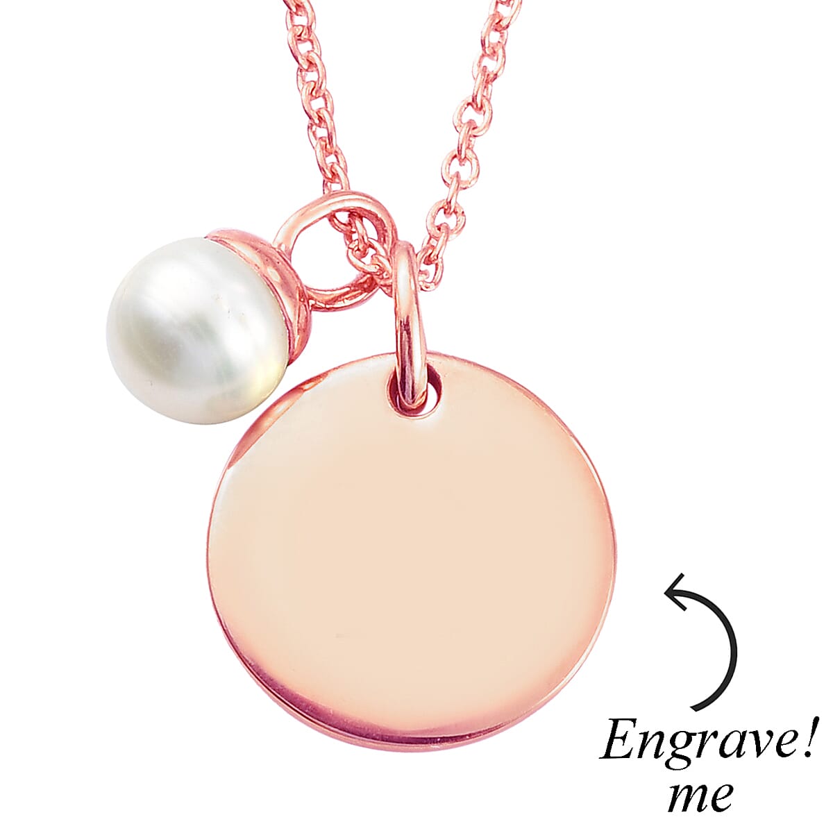 Initial Pendant Necklace with Freshwater Pearl Charm (20 Inches) in Vermeil RG Over Sterling Silver image number 3