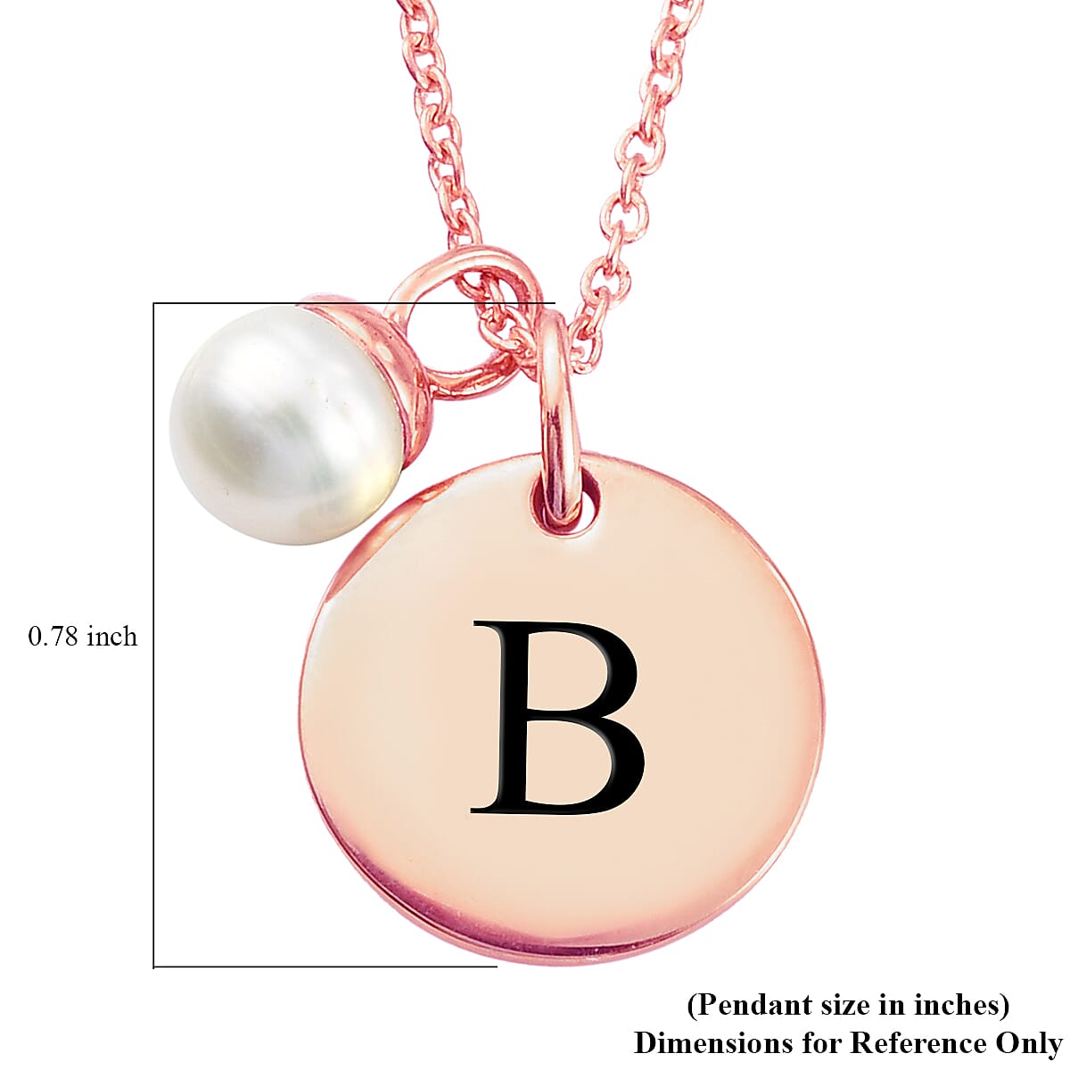 Initial Pendant Necklace with Freshwater Pearl Charm (20 Inches) in Vermeil RG Over Sterling Silver image number 4