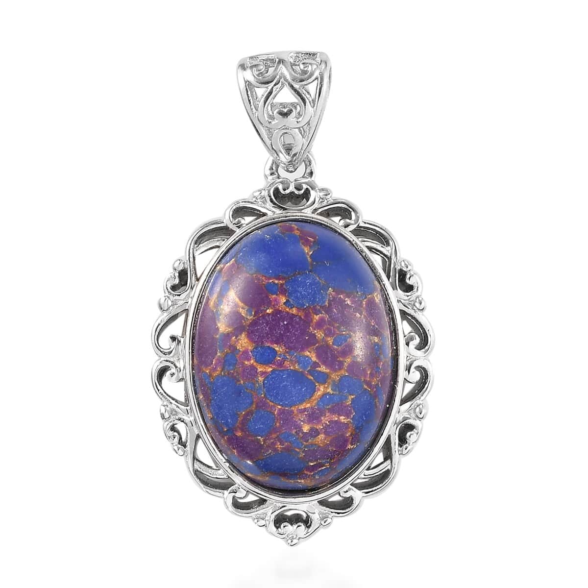 Mojave Purple Turquoise Magnetic Solitaire Pendant in Platinum Over Copper with Magnet 13.60 ctw image number 0