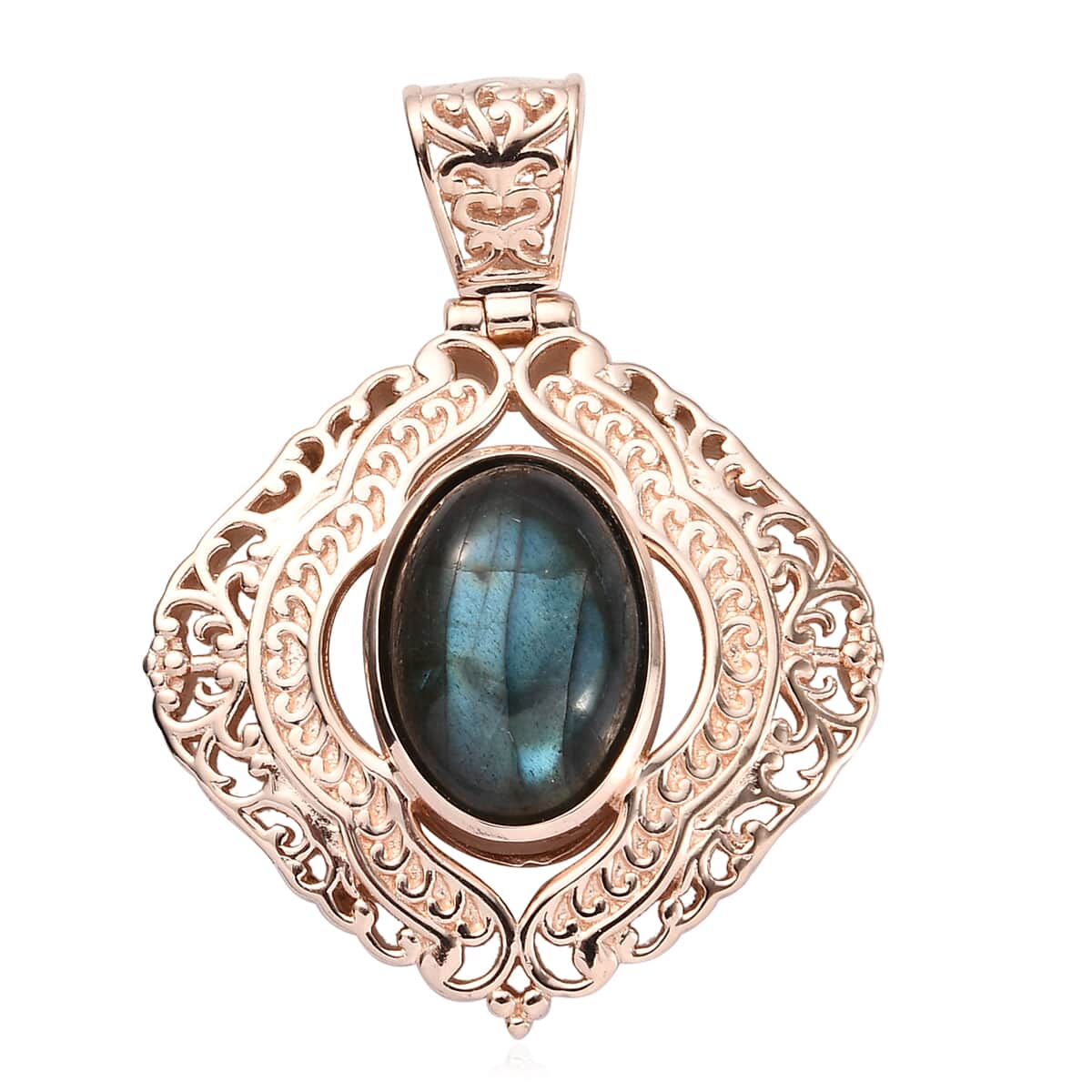 Malagasy Labradorite Pendant in 14K Rose Gold Over Copper with Magnet 6.40 ctw image number 0