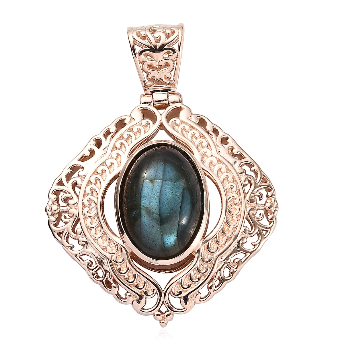 Malagasy Labradorite Pendant in 14K Rose Gold Over Copper with Magnet 6.40 ctw image number 0