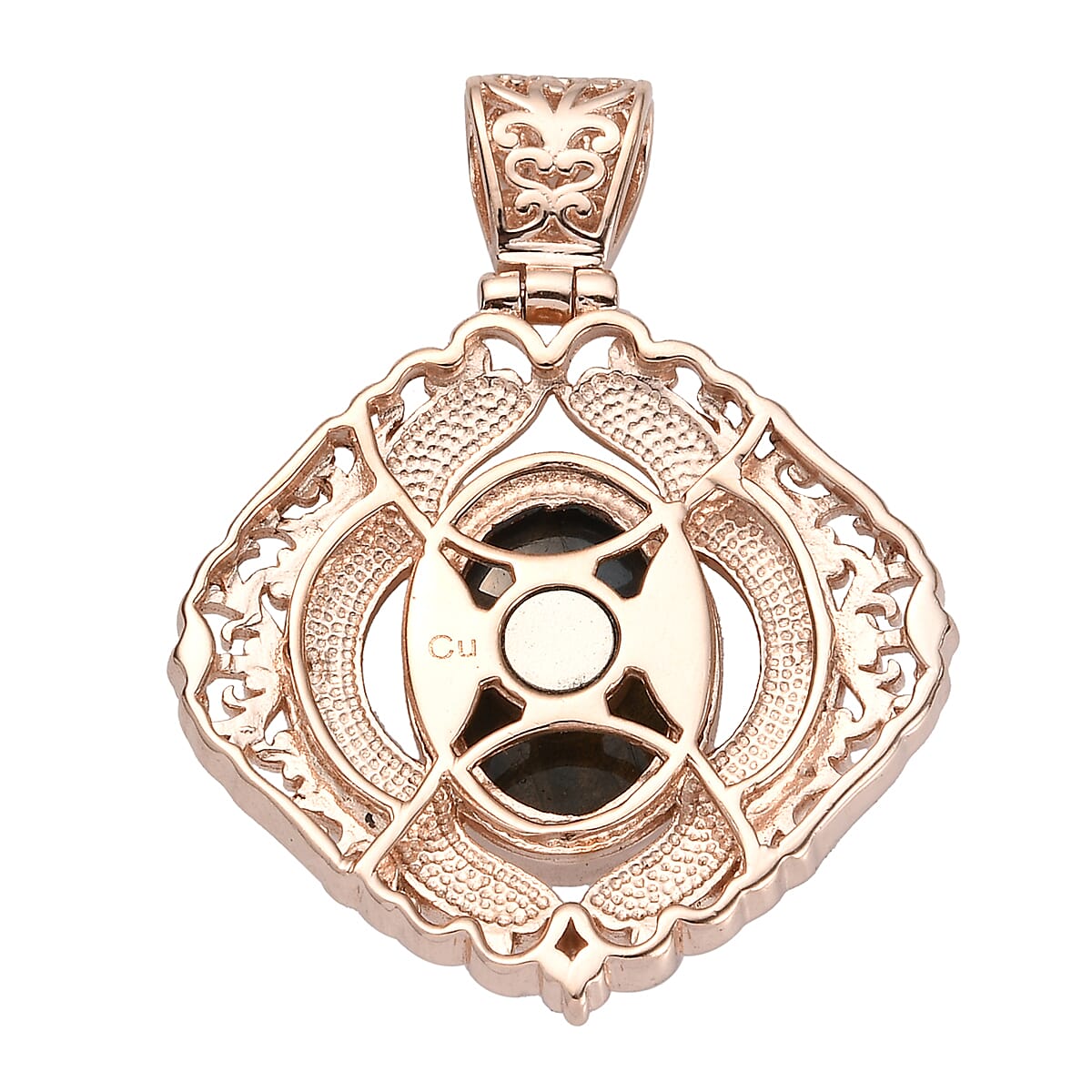 Malagasy Labradorite Pendant in 14K Rose Gold Over Copper with Magnet 6.40 ctw
