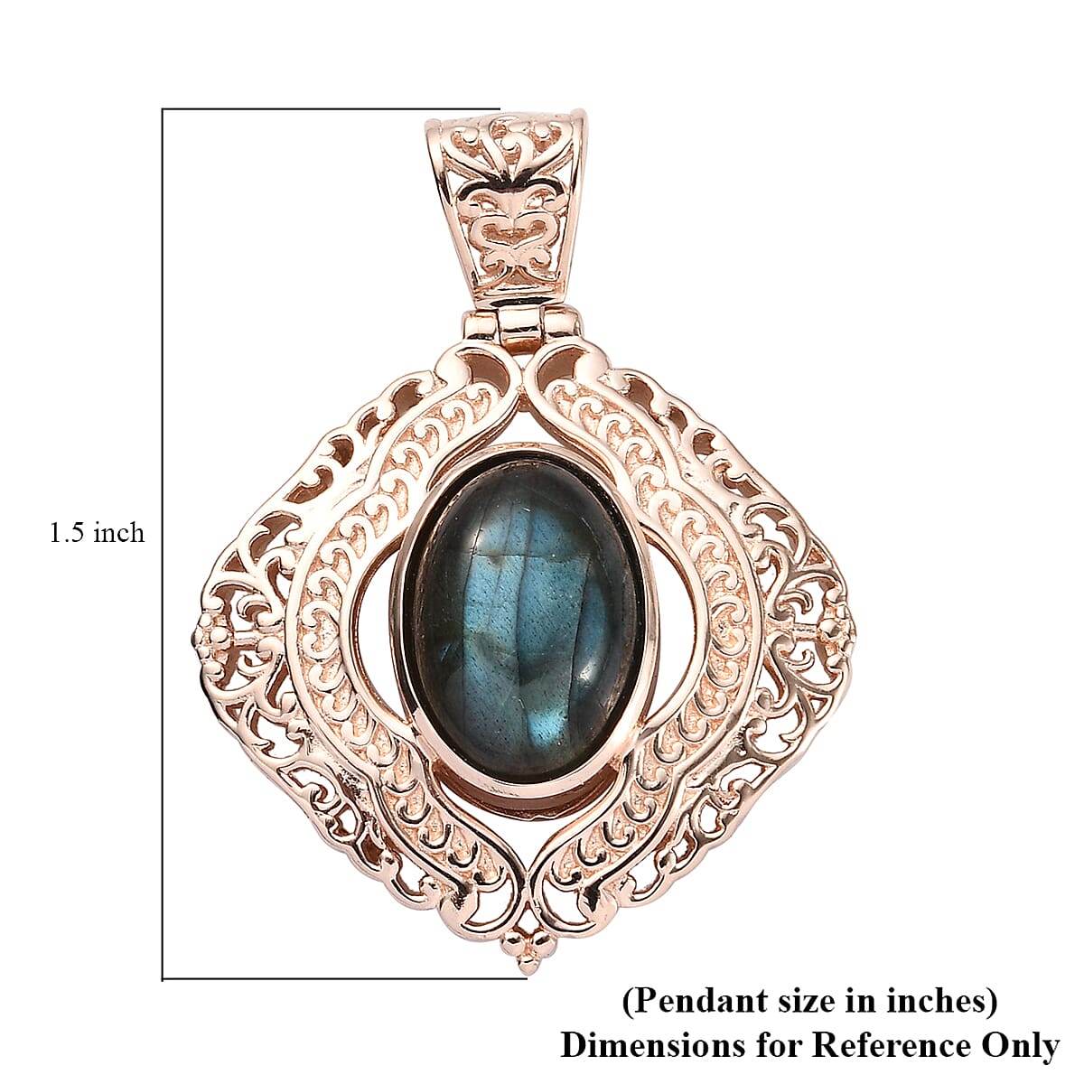 Malagasy Labradorite Pendant in 14K Rose Gold Over Copper with Magnet 6.40 ctw