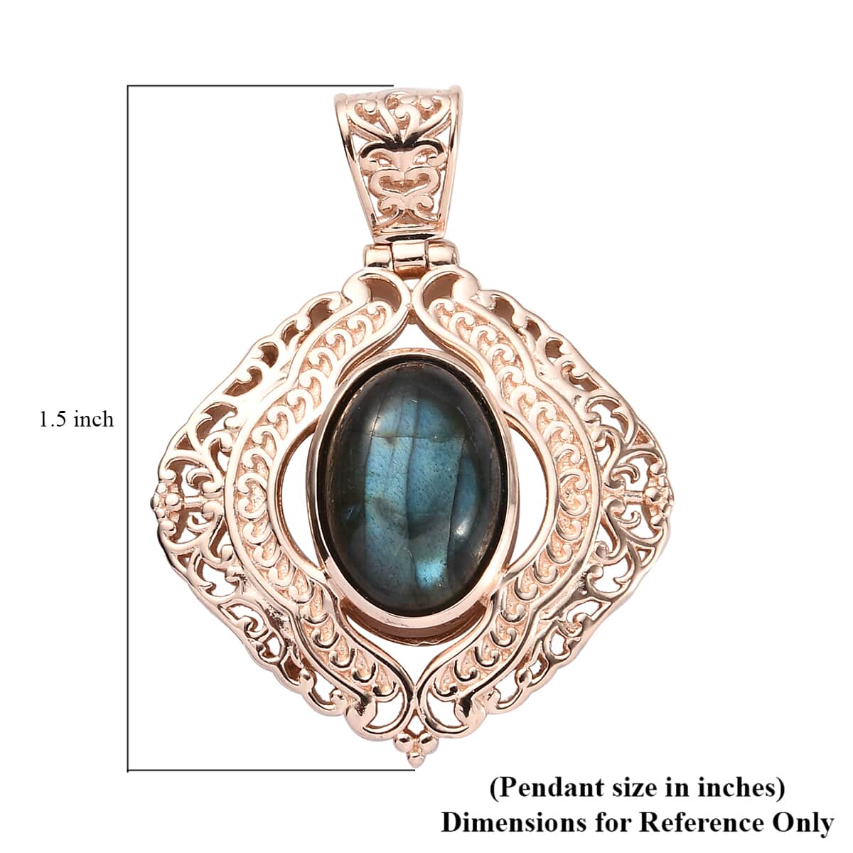 Malagasy Labradorite Pendant in 14K Rose Gold Over Copper with Magnet 6.40 ctw image number 4