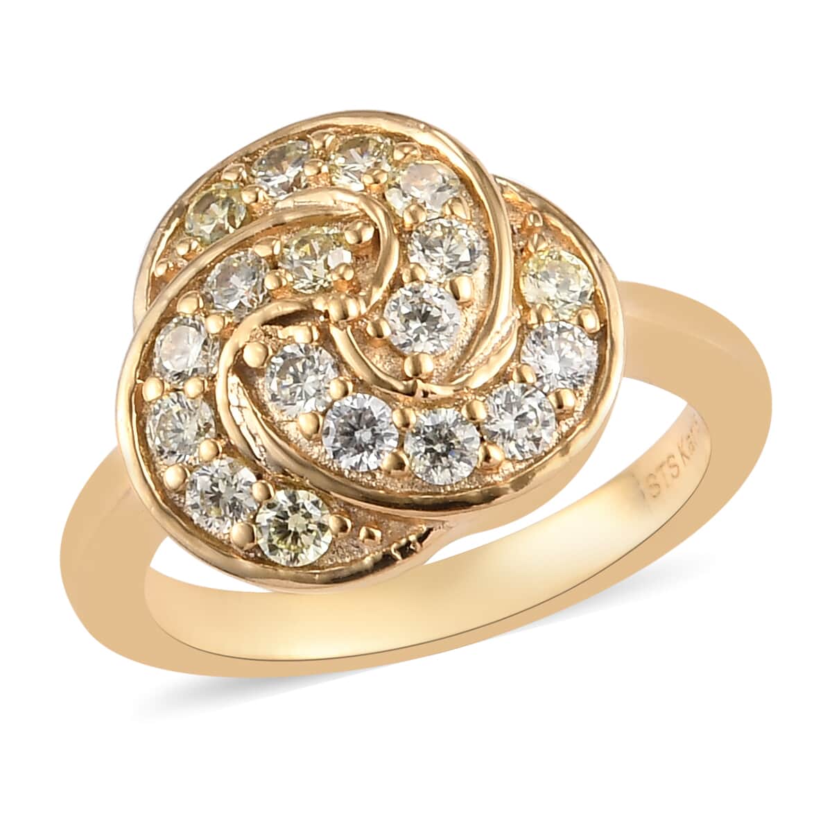 Karis Simulated Yellow Diamond Cluster Ring 18K Yellow Gold Plated (Size 7.0) image number 0
