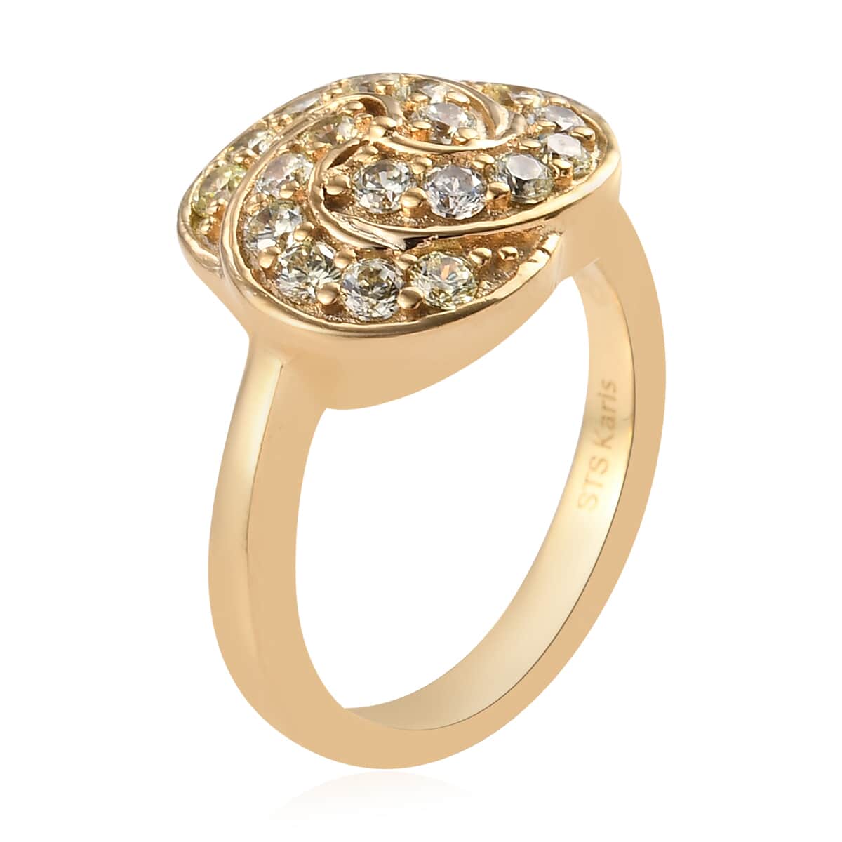 Karis Simulated Yellow Diamond Cluster Ring 18K Yellow Gold Plated (Size 7.0) image number 3