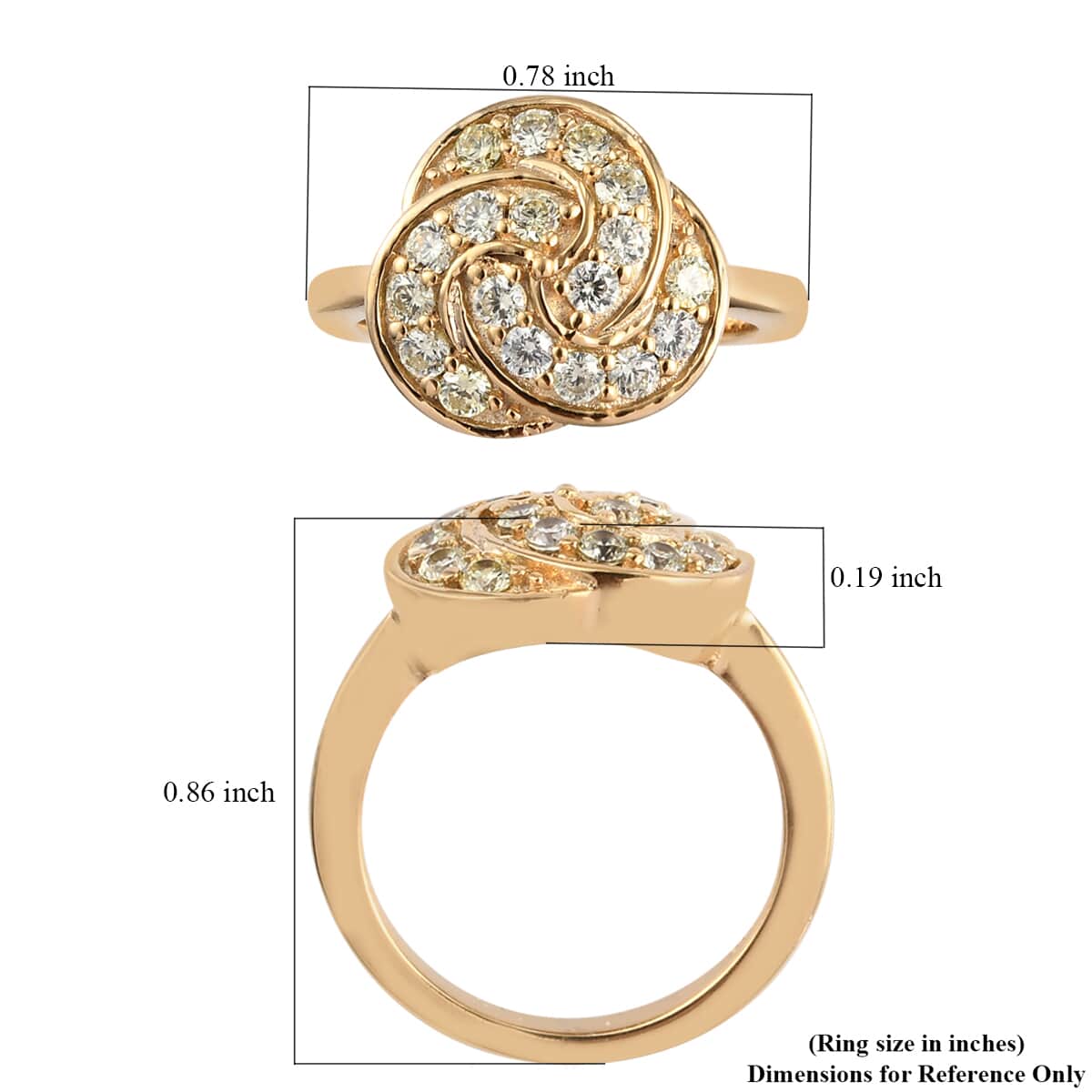 Karis Simulated Yellow Diamond Cluster Ring 18K Yellow Gold Plated (Size 7.0) image number 5