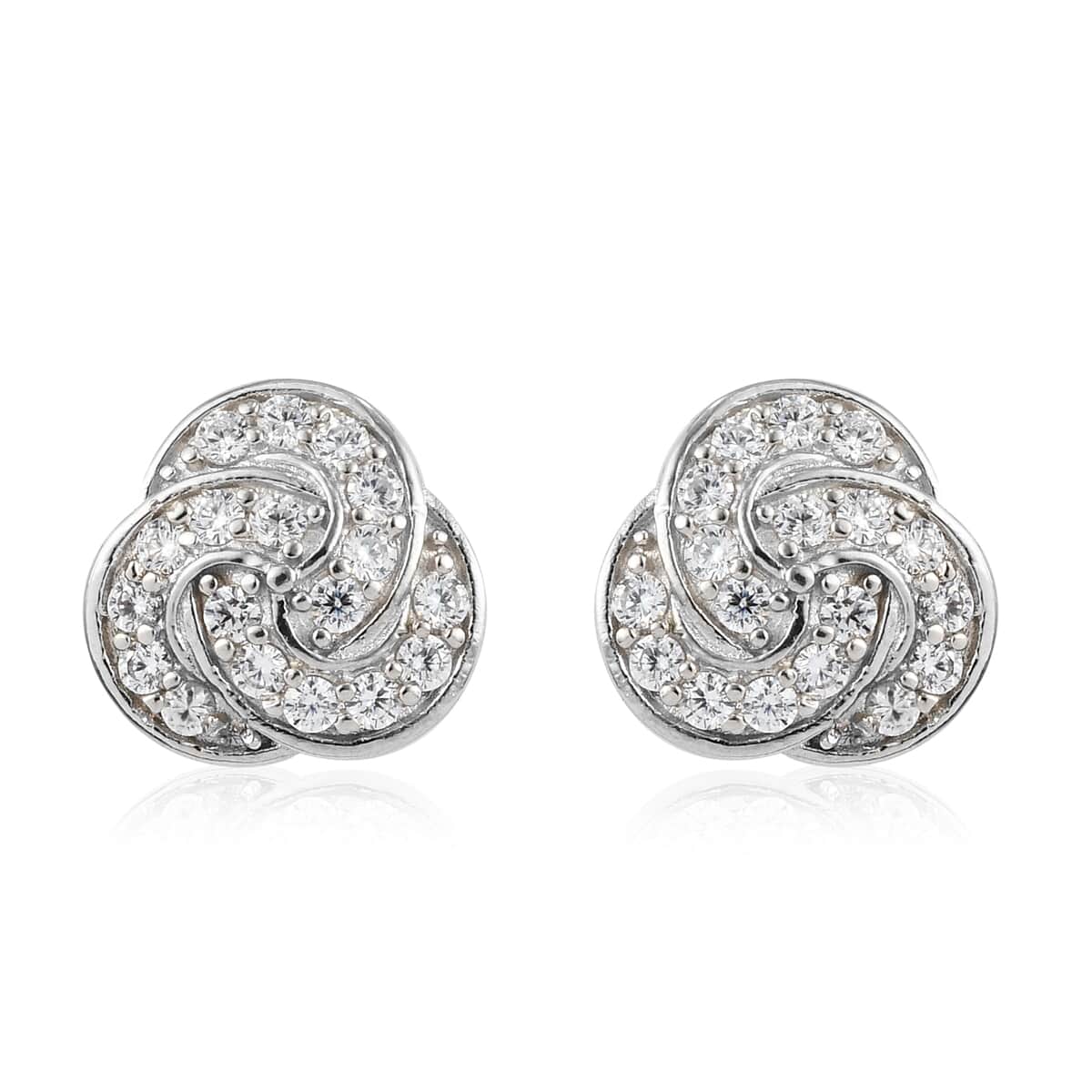 KARIS Simulated Diamond Knotted Stud Earrings in Platinum Bond 1.50 ctw image number 0