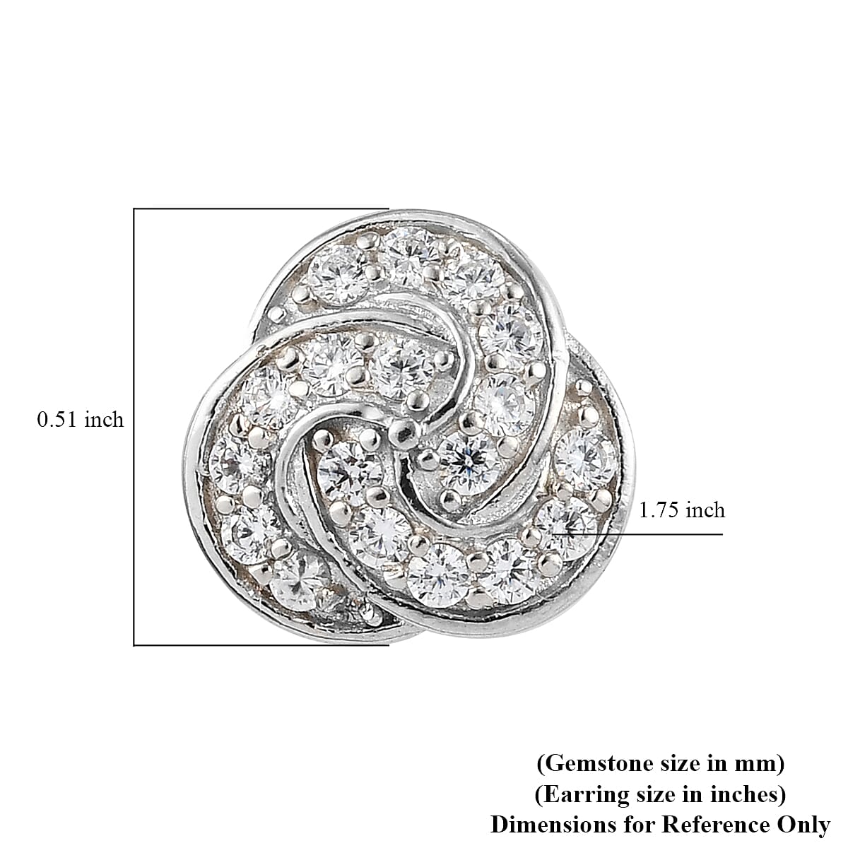 KARIS Simulated Diamond Knotted Stud Earrings in Platinum Bond 1.50 ctw