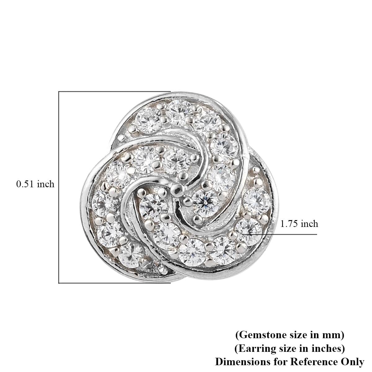 KARIS Simulated Diamond Knotted Stud Earrings in Platinum Bond 1.50 ctw image number 4