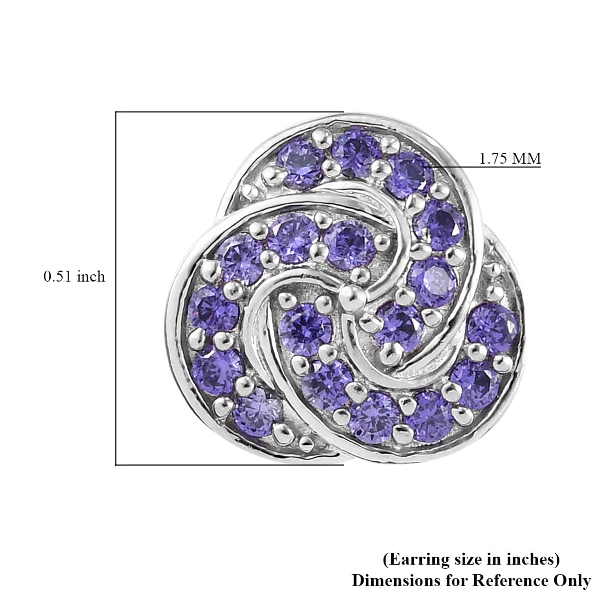 Karis Simulated Blue Diamond Knotted Earrings in Platinum Bond 1.60 ctw image number 4