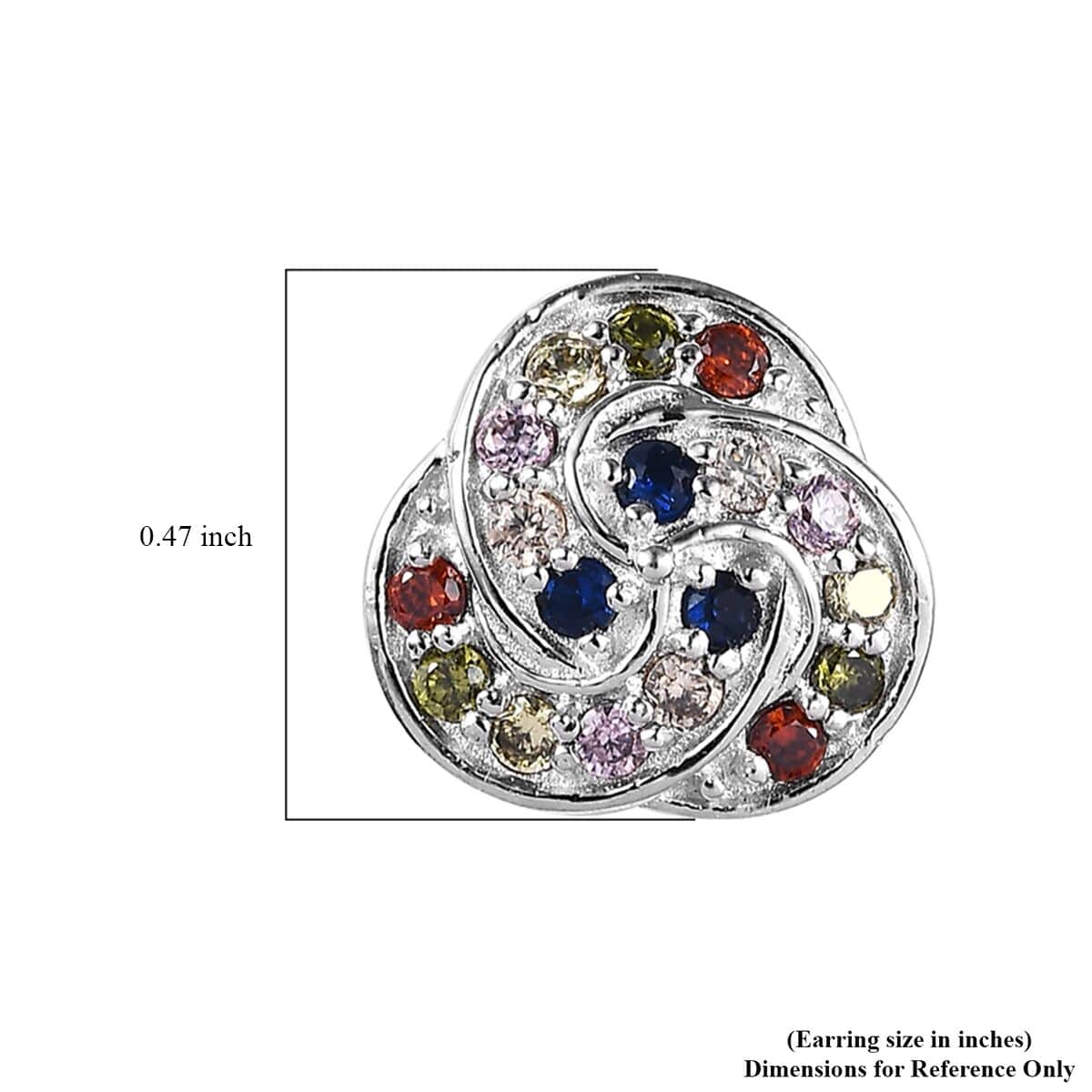 Karis Simulated Multi Color Diamond Earrings in Platinum Bond 1.60 ctw image number 4