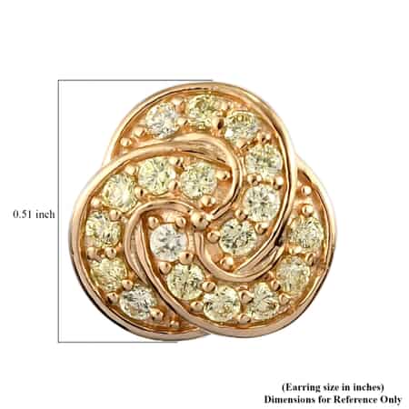 Karis Simulated Yellow Diamond Knotted Stud Earrings in 18K RG Plated 1.60 ctw image number 3