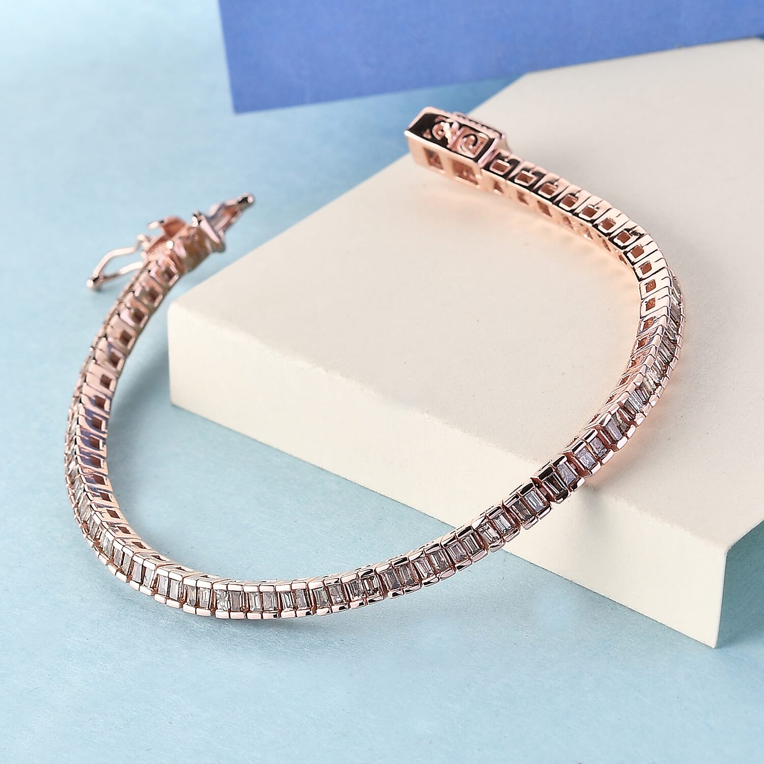 Natural Champagne Diamond Tennis Bracelet in Vermeil Rose Gold Over Sterling Silver (7.25 In) 11.50 Grams 2.00 ctw