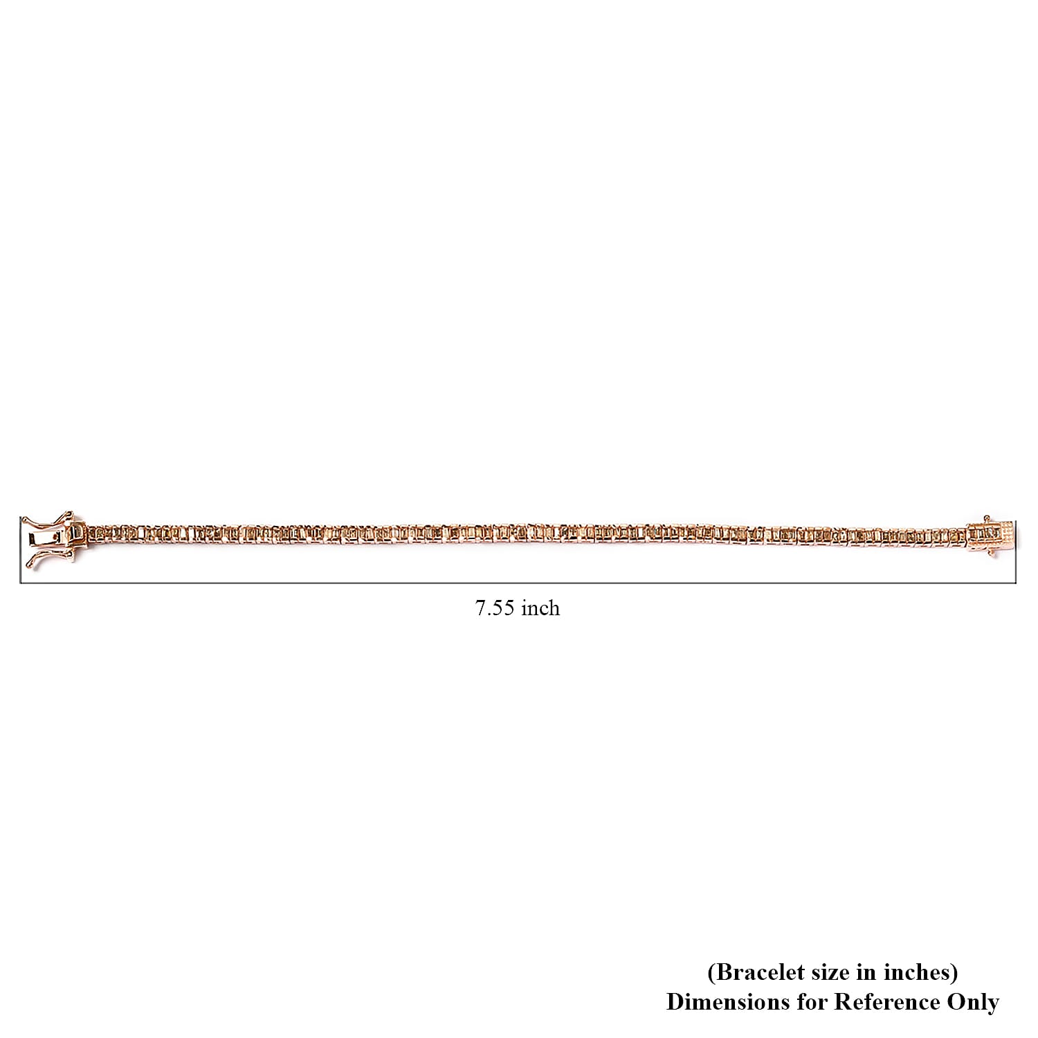 Natural Champagne Diamond Tennis Bracelet in Vermeil Rose Gold Over Sterling Silver (7.25 In) 11.50 Grams 2.00 ctw