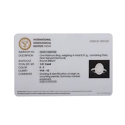 Rhapsody IGI Certified 950 Platinum E-F VS Diamond Ring (Size 6.0) 8.10 Grams 1.00 ctw