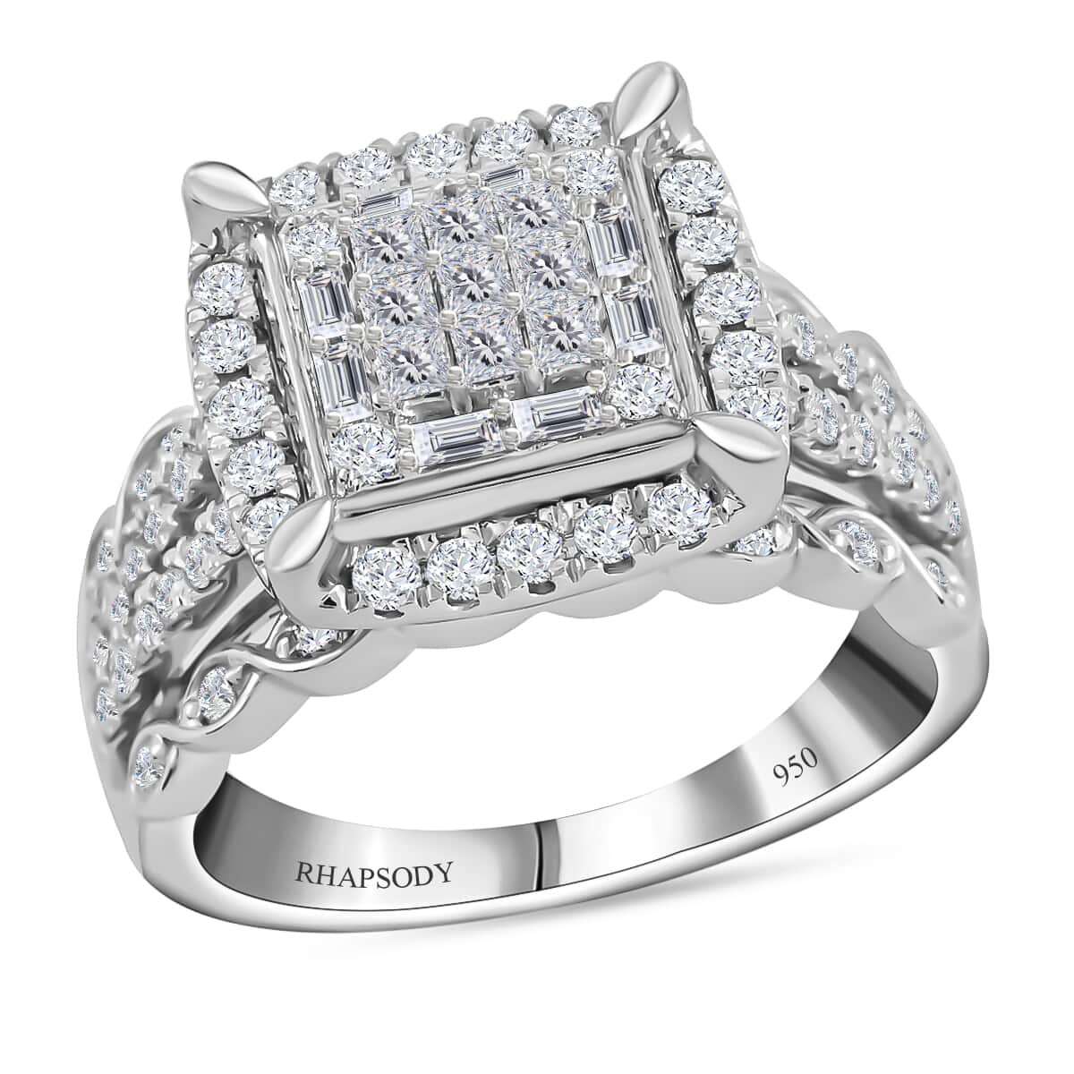 RHAPSODY 950 Platinum Diamond E-F VS Ring (Size 10.0) 10.60 Grams 1.00 ctw image number 0