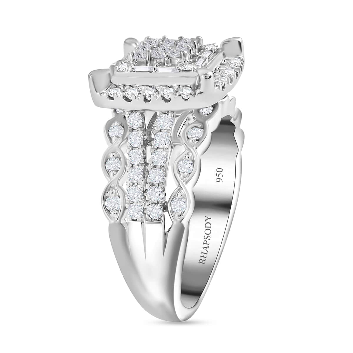 RHAPSODY 950 Platinum Diamond E-F VS Ring (Size 10.0) 10.60 Grams 1.00 ctw image number 2