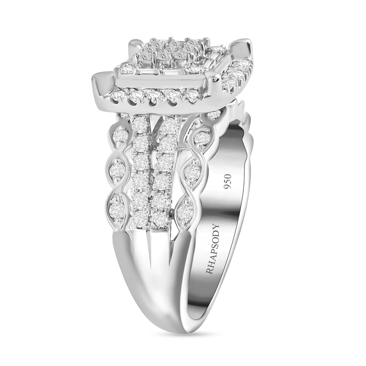 IGI Certified Rhapsody 950 Platinum Diamond E-F VS Ring (Size 8.0) 10.60 Grams 1.00 ctw image number 2