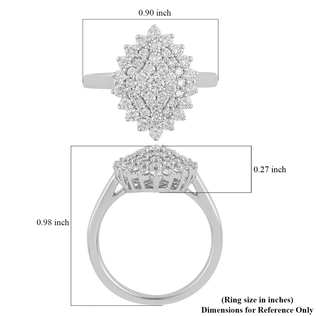 Rhapsody 950 Platinum Diamond E-F VS Cluster Ring (Size 7.0) 7.50 Grams 1.00 ctw image number 4